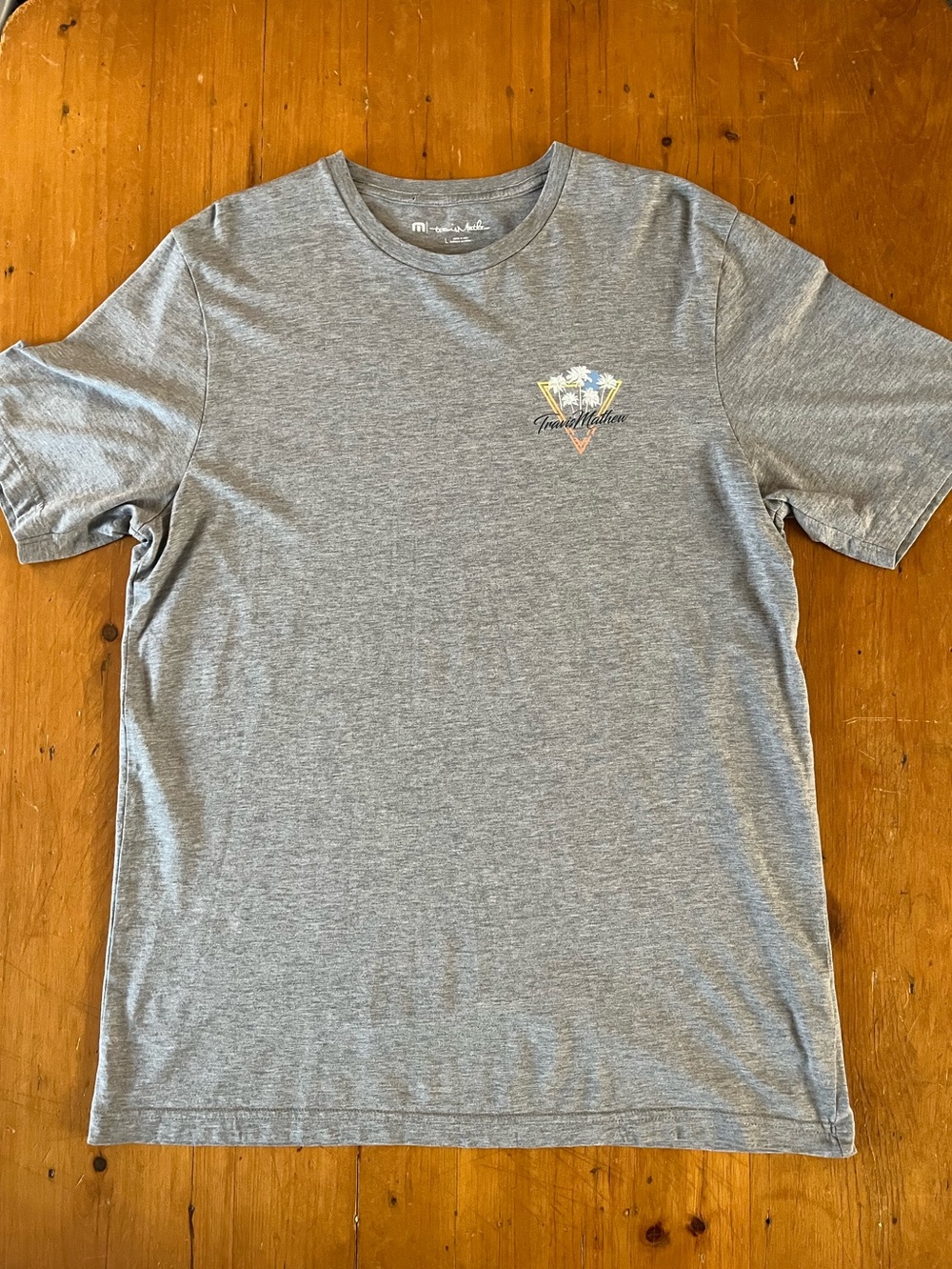 Travis Matthew 100% Pima Cotton Gray T-Shirt with Palm Tree Graphic Size Large